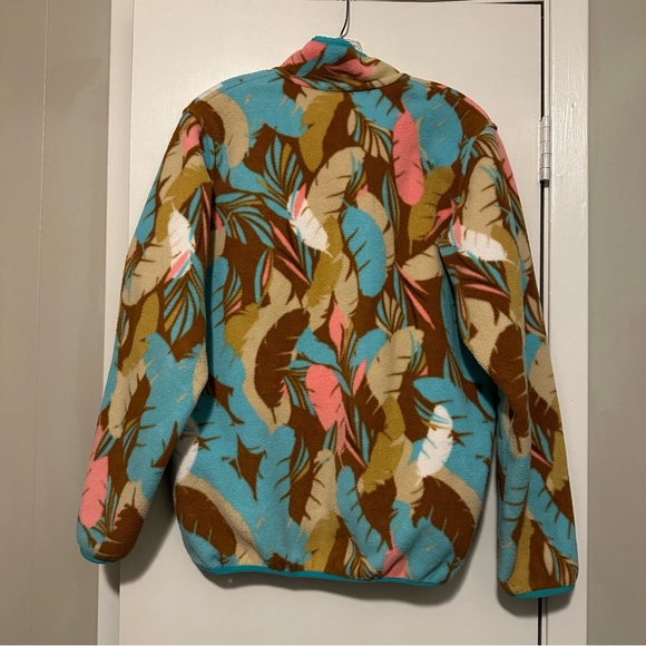 Patagonia Feather Print Synchilla Snap T Fleece Pullover size L - Picture 3 of 5
